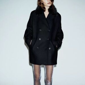 Zara Short Wool Coat with Fut